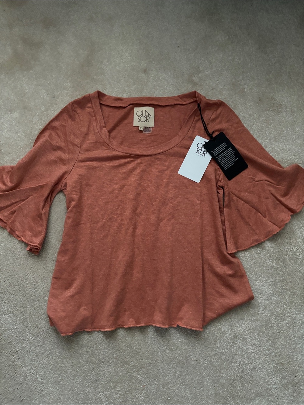 Chaser Rust Bell-Sleeve Scoop Neck Tee
